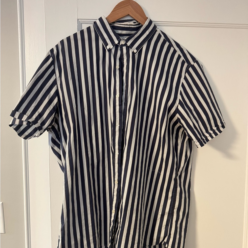 Michael Kors navy brown and White Striped Men's Shirt